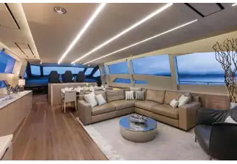 Large picture windows connect guests with the surroundings