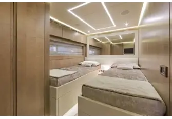The twin guest suite on the lower deck
