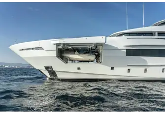 In addition to the tender garage, there is further tender and toy stowage behind main deck shell doors