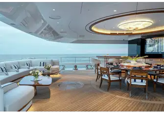 Al fresco dining, bar and sun lounge on the main deck aft