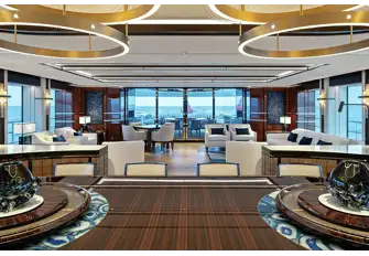 LUSINE - Looking aft in the lunar-themed main saloon