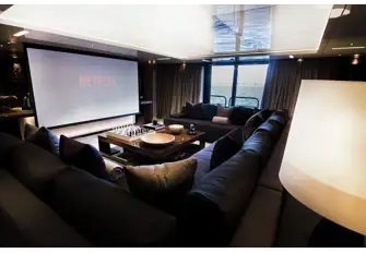 The main saloon converts into a cinema room
