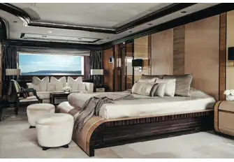 The main deck owner's suite is full beam and duplex