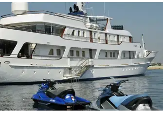 There are ganways and shell door swim platforms port and starboard as well as a passerelle aft