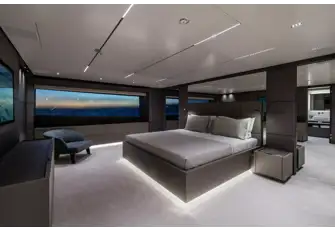 <figure id="ctl00_plcMainContent_plcBottomZones_lt_BottomZone_HtmlArea_widget9_ctl00_figImage" class="article-section__figure" style="margin: 0px 0px 1.875rem;"><figcaption class="article-section__figcaption" style=""><font color="#0b0c10" face="Quador, Microsoft YahHei, PingFang, Source Han Sans, Times New Roman, serif">The full-beam owner's suite is forward on the main deck</font><br></figcaption></figure><p style="margin-bottom: 1.875rem; padding: 0px; font-size: 18px; line-height: 1.55; text-rendering: optimizelegibility; font-family: "FF Mark", Arial, sans-serif; letter-spacing: -0.02em; font-weight: 500; color: rgb(11, 12, 16);"></p>