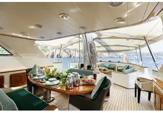 The main deck's cockpit is a popular spot for guests to spend time
