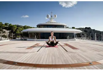 The helipad is ideal for morning yoga and a host of games and entertainment