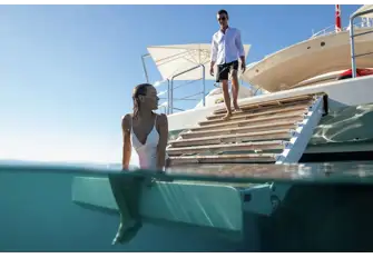Hydraulic bathing steps mean anyone can get into or out of the water