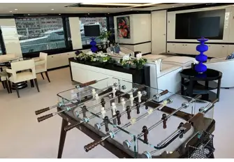 The sky lounge with its custom table football game