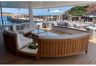 Lounge seating on the main deck aft