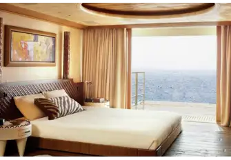 One of the lower deck guest suites has its own sea terrace