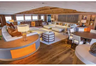 The upper deck sky lounge transforms into a nightclub