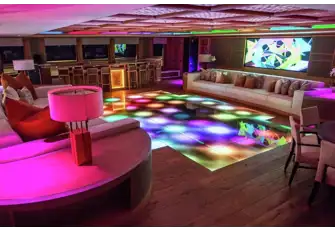 Roll up the rug, slide back the screen and the panoramic lounge becomes a nightclub