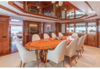 The main deck's formal dining area