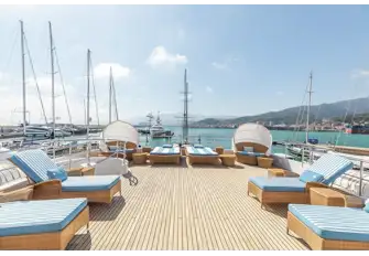 The sun deck aft is a vast, versatile space