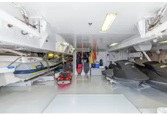 Tenders and toys launch through shell doors port and starboard respectively, and there is space for a city car too