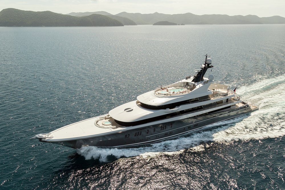 The eponymous firebird figurehead and the yacht's nameplate are entirely in keeping with the yacht's styling