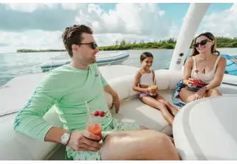 The yacht's inflatable beach club is where you'll find all the toys or chill in the Aquabana