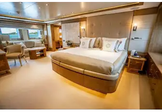 The full-beam main deck master suite has everything you need to relax and refresh