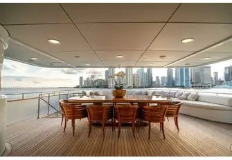 The is a large open-air dining and entertaining space on the aft bridge deck