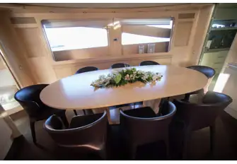 The dining room is next to the galley for quick service
