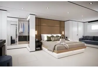 The full-beam owner's suite is on the lower deck