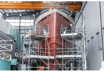 The yacht is less than a year away from delivery by Pendennis of Falmouth