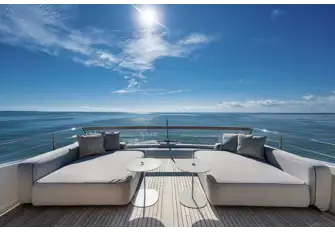 The spacious sun deck has a sun lounge aft with glass guard rails for uninterrupted visibilityPlaceholder