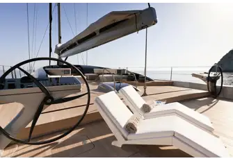 All sail handling is push-button and managed from the helm stations
