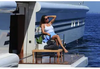 With the tender launched from the garage, she has sea terraces port and starboard where guests can relax next to the ocean
