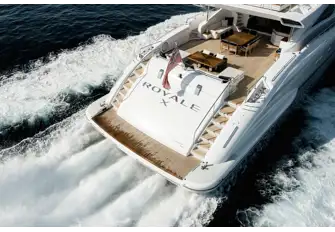 The yacht has pace and power in abundance with a top speed of 38 knots