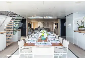 Open-air dining on the main deck aft