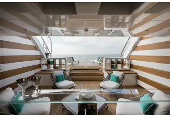 The spacious beach club is a magnet for guests