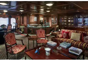 The bridge deck lounge has a marble sit-up bar