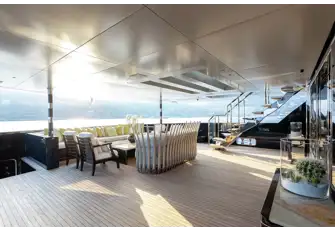 The lounge on the main deck aft, a spacious area