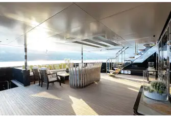 The lounge on the main deck aft, a spacious area