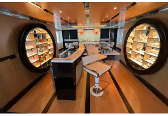 The main saloon's bar has eye-catching design and a really convivial vibe