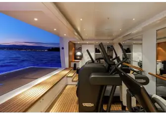 The lower deck gym with fold-down sea terrace