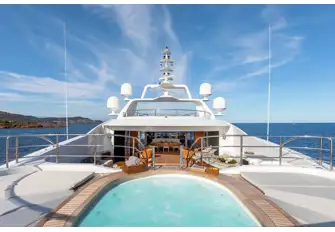 There is a large raised pool on the forward sun deck