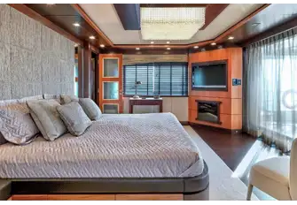 The owner's suite is aft facing on the upper deck