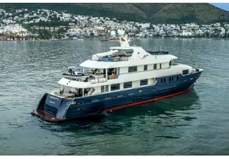 The main tender stows on the upper deck aft