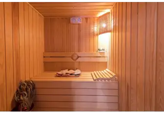 The master suite has its own sauna