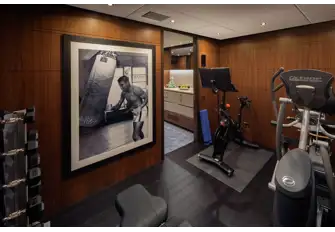 The air-conditioned gym on the bridge deck