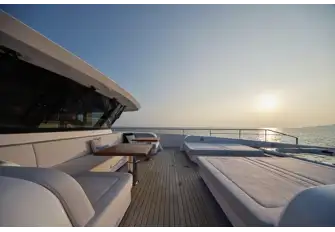 A Portuguese bridge, sunpads and a jacuzzi on the foredeck make intelligent use of available guest deck space