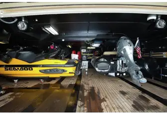 There is abundant storage space for toys in the lazarette