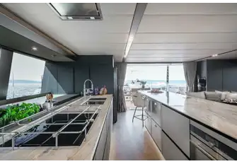 Looking aft from the starboard side galley