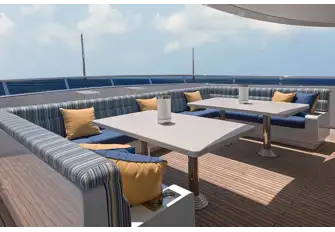 SUNONE - The sun lounge and open air dining area forward on the sun deck