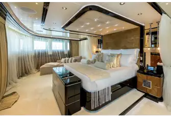 The opulent bedroom in the owner's suite
