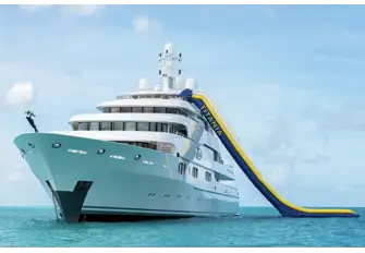 The yacht famously has a huge range of toys including what's thought to be the highest slide on any charter yacht