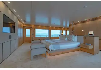 The master suite is forward on the owner's upper deck